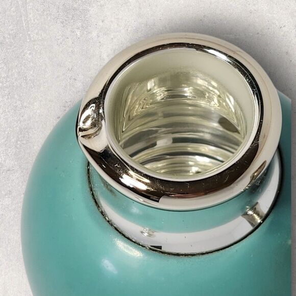 Vintage Manning Bowman Art Deco Turquoise Thermos & Tray w/ Glass Stopper Chrome - Picture 11 of 16